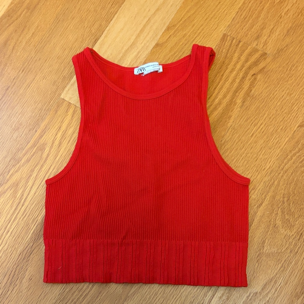Zara Vibrant Red Sleeveless Crop Top